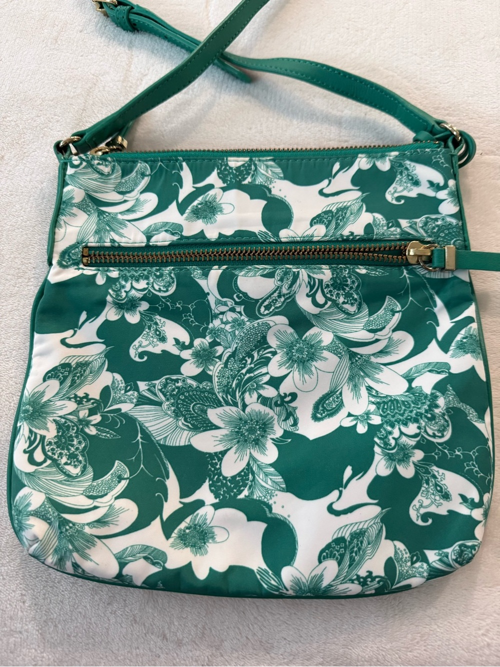 Talbots Green Floral Crossbody Bag - Women's Printed Shoulder Bag - Picture 3 of 9